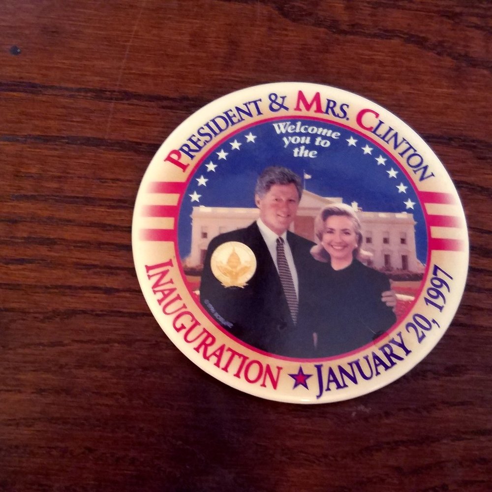 Bill Clinton  and Hillary Inaugeration Pin 1997
